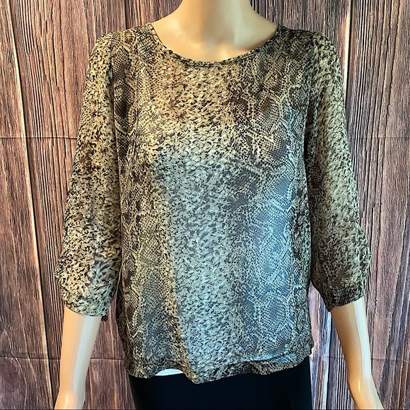 Umgee size small black and tan snake print snake skin design sheer boho - Picture 1 of 16